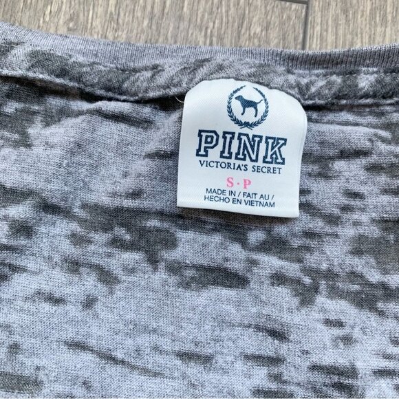 PINK Victoria's Secret Grey Burnout Long Sleeve Top T-shirt Size Small - Picture 13 of 14